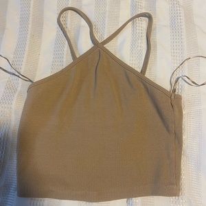 Zara Nude/Tan Halter Crop Top
